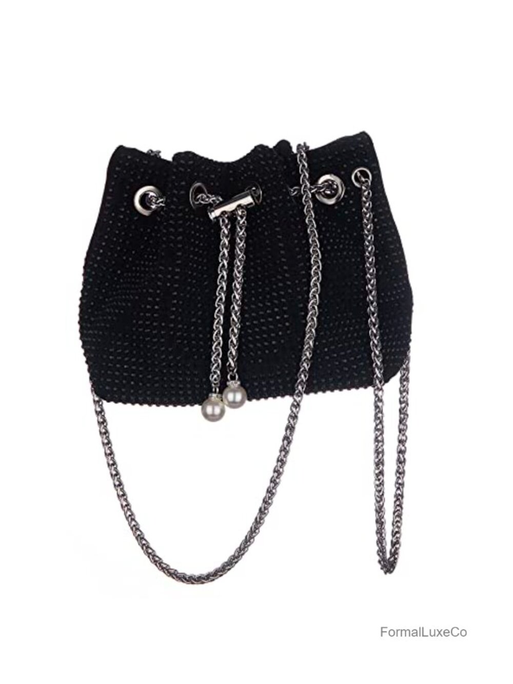 Rhinestone Bucket Purse Pearl Handbag Evening Bag Wedding Party Crossbody Small
